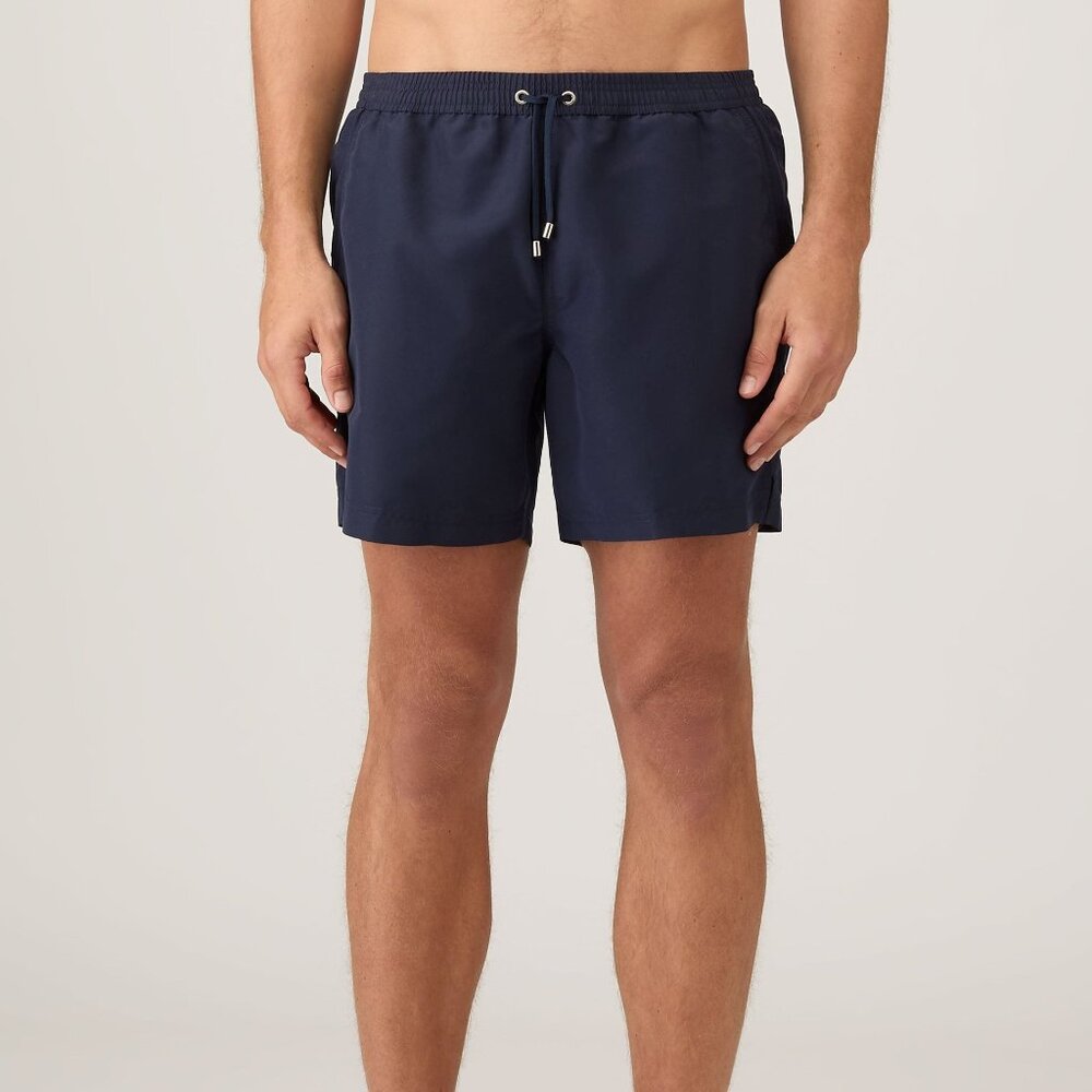 Sunspel Drawstring Swim Shorts in Navy Size Small